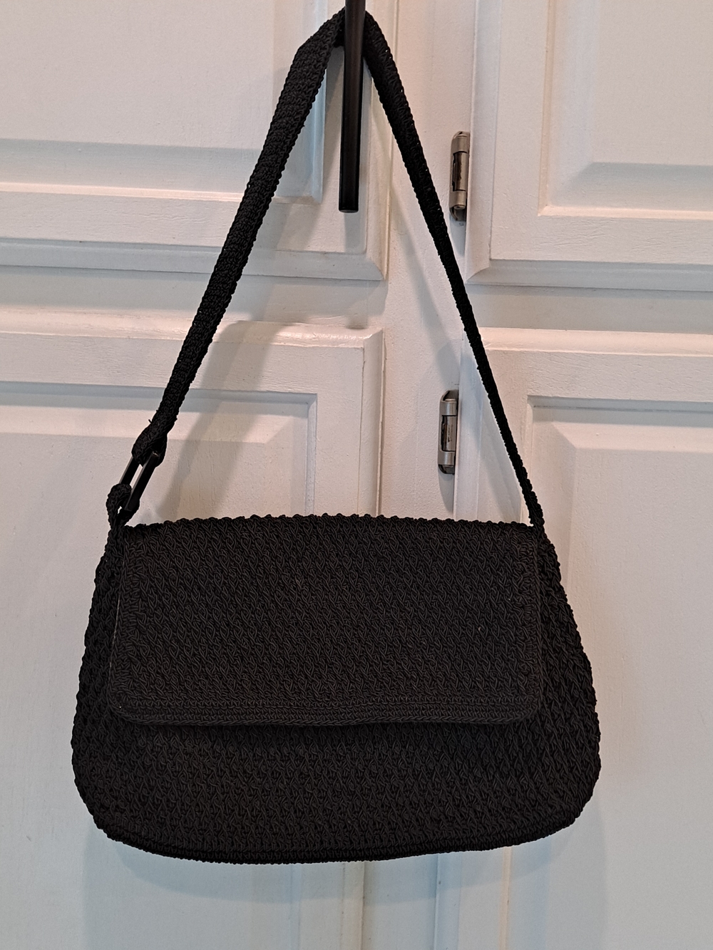 Liz Claiborne Vintage Y2k Black Woven Shoulder Bag